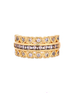 Thumbnail for VOJ Gold Plated Ad Stone Studded Heart Designed Adjustable Ring