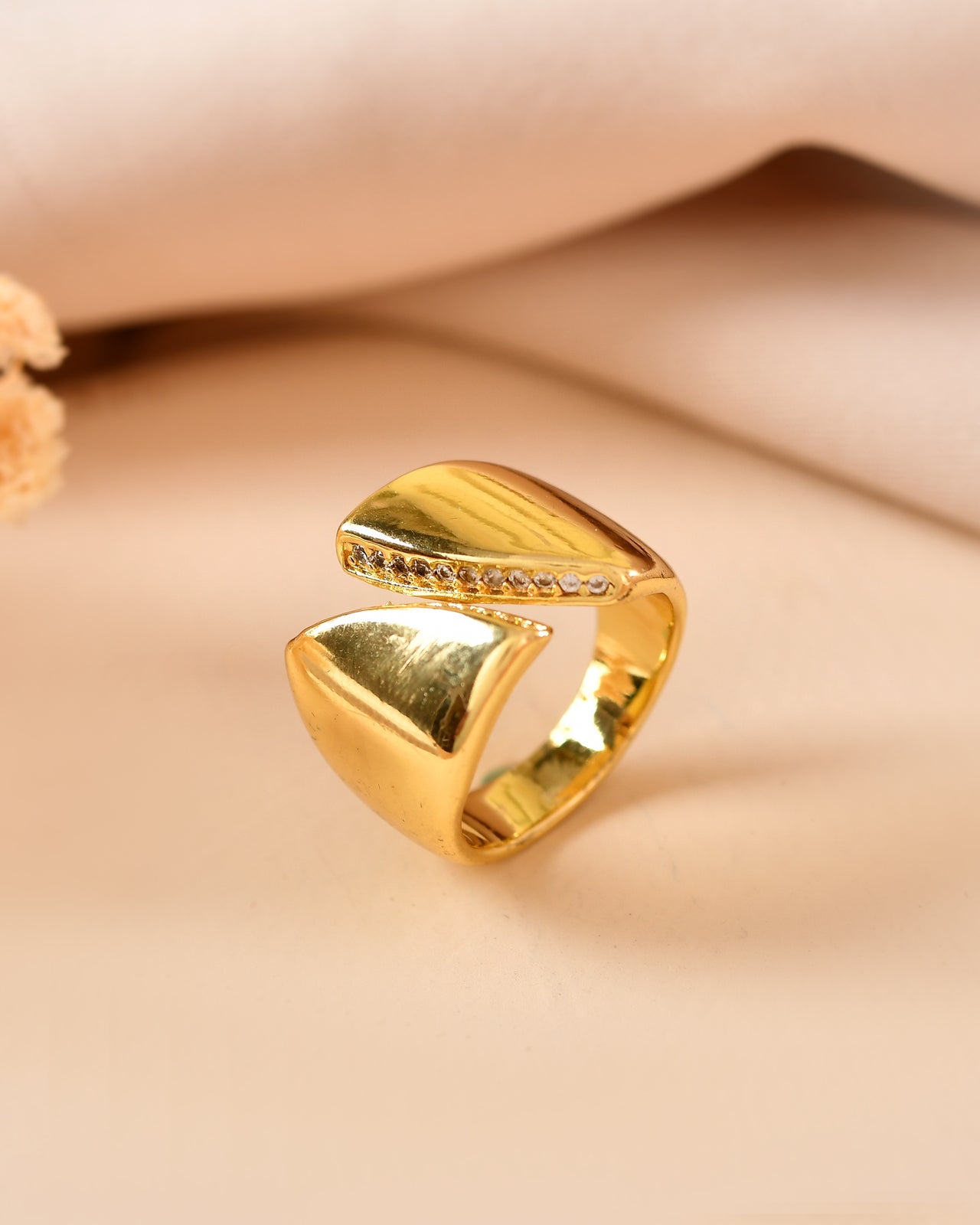 VOJ Gold Plated Adjustable Ring For Women - Dista