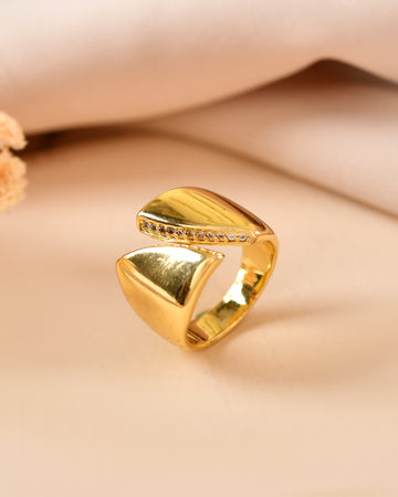 VOJ Gold Plated Adjustable Ring For Women - Dista