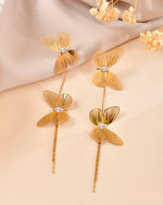 Thumbnail for VOJ Gold Toned Butterfly Design With Tassel Studs Earrings - Dista