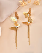 Thumbnail for VOJ Gold Toned Butterfly Designed Studs Earrings