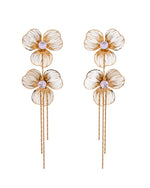 Thumbnail for VOJ Gold Toned Floral Design With Tassel Studs Earrings - Dista