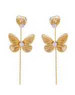 Thumbnail for VOJ Gold Toned Single Butterfly Design With Tassel Studs Earrings - Dista