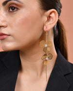 Thumbnail for VOJ Gold Toned Floral Design With Tassel Drop Earrings - Dista