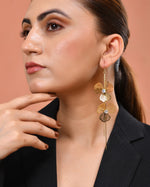 Thumbnail for VOJ Gold Toned Floral Design With Tassel Drop Earrings - Dista