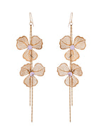 Thumbnail for VOJ Gold Toned Floral Design With Tassel Drop Earrings - Dista