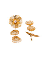Thumbnail for VOJ Gold Toned Floral Designed Studs Earrings