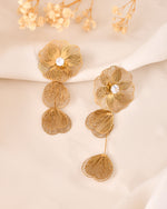 Thumbnail for VOJ Gold Toned Floral Designed Studs Earrings