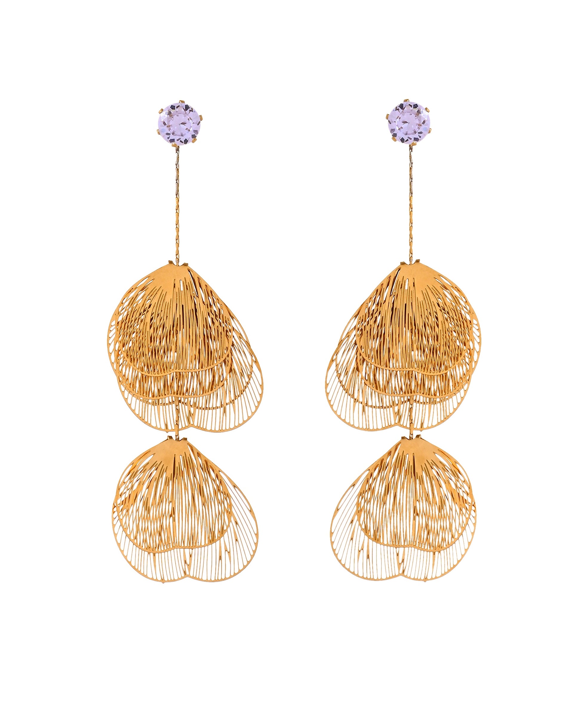 VOJ Gold Toned Leaf Designed Studs Earrings - Dista