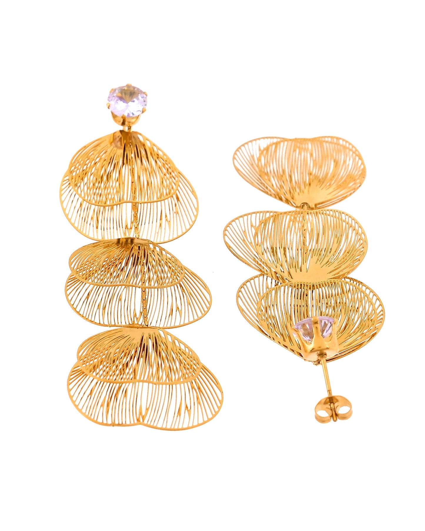 VOJ Gold Toned Leaf Designed Studs Earrings - Dista