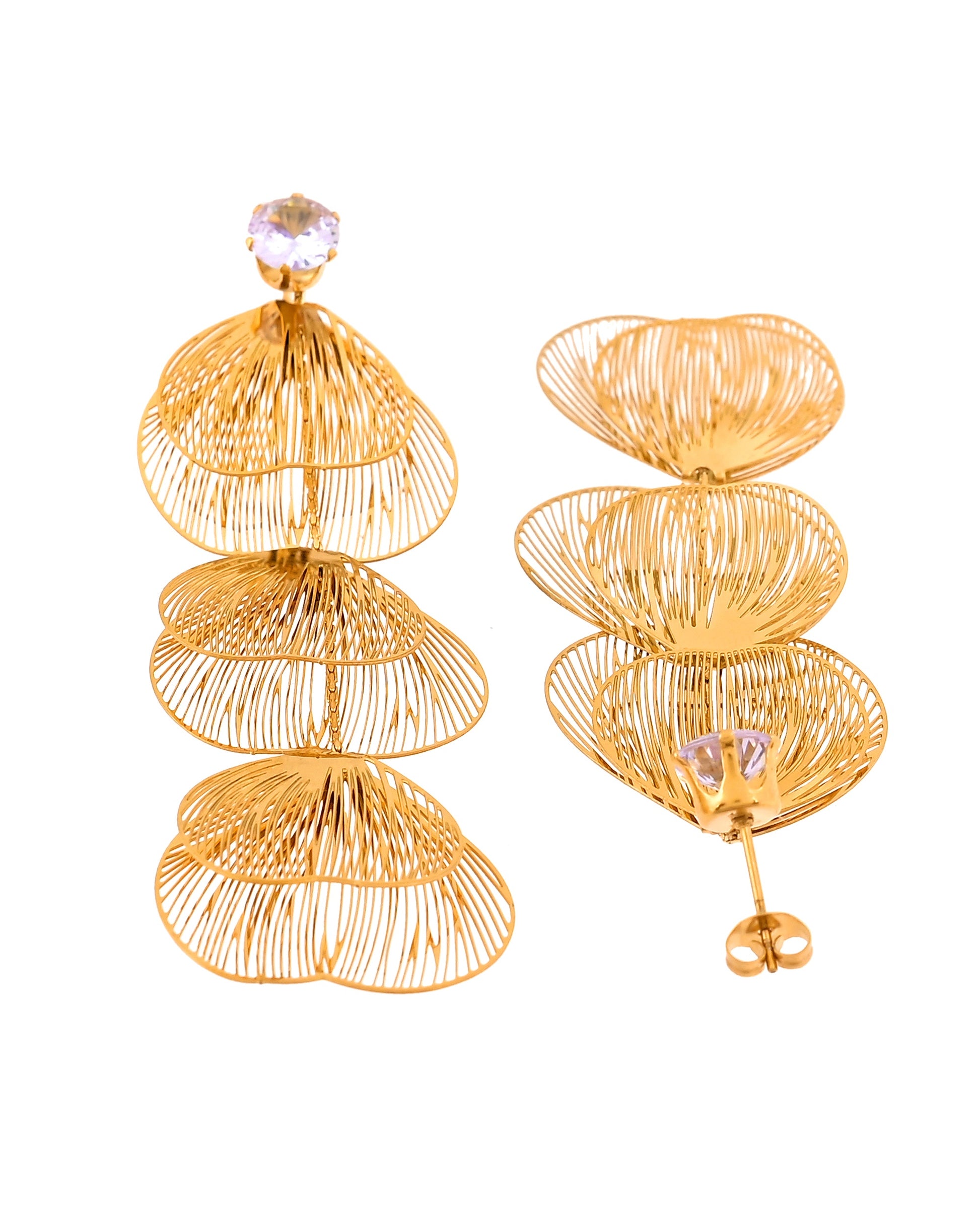 VOJ Gold Toned Leaf Designed Studs Earrings - Dista
