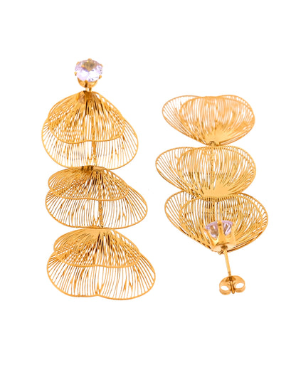 VOJ Gold Toned Leaf Designed Studs Earrings - Dista