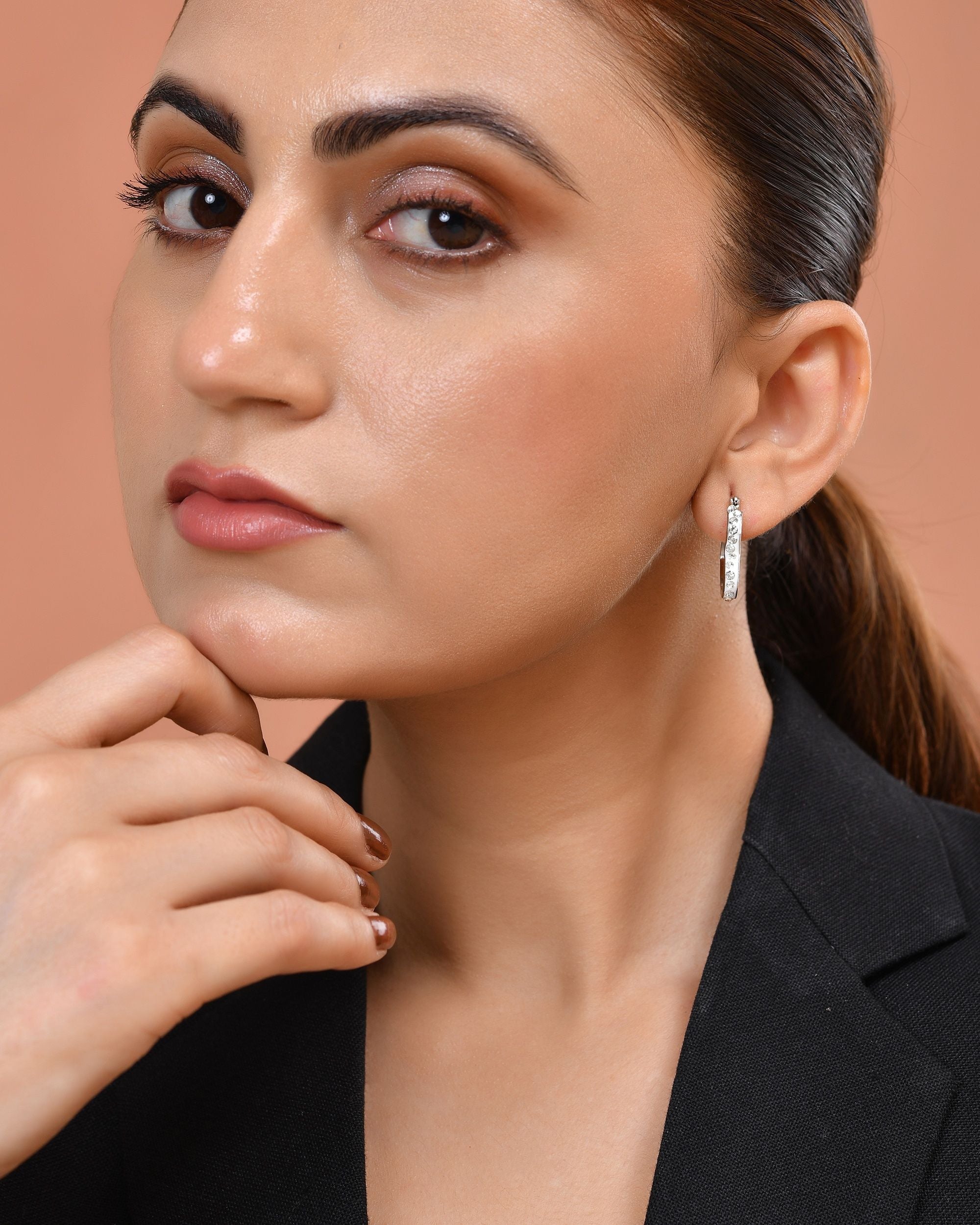 VOJ Silver Plated Heart Shaped Hoop Earrings - Dista