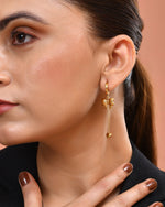 Thumbnail for VOJ Gold Plated Bow Designed Hoop Drop Earrings