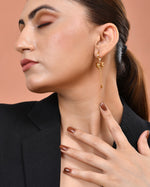 Thumbnail for VOJ Gold Plated Bow Designed Hoop Drop Earrings