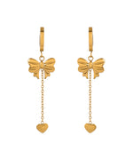 Thumbnail for VOJ Gold Plated Bow Designed Hoop Drop Earrings