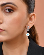Thumbnail for VOJ Gold Plated Stone Studded Evil Eye Drop Earrings - Dista