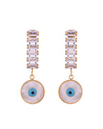 Thumbnail for VOJ Gold Plated Stone Studded Evil Eye Drop Earrings - Dista