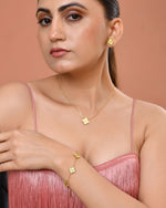 Thumbnail for VOJ Gold Plated Floral Design Chain With Earrings And Bracelet Set