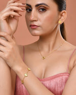 Thumbnail for VOJ Gold Plated Floral Design Chain With Earrings And Bracelet Set