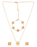 Thumbnail for VOJ Gold Plated Floral Design Chain With Earrings And Bracelet Set