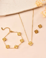 Thumbnail for VOJ Gold Plated Floral Design Chain With Earrings And Bracelet Set