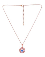 Thumbnail for VOJ Rose Gold Plated Ad Stone Studded Evil Eye Pendant With Chain - Dista