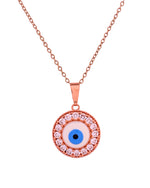 Thumbnail for VOJ Rose Gold Plated Ad Stone Studded Evil Eye Pendant With Chain - Dista