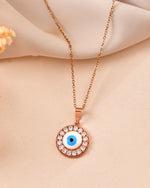Thumbnail for VOJ Rose Gold Plated Ad Stone Studded Evil Eye Pendant With Chain - Dista