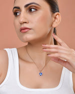 Thumbnail for VOJ Rose Gold Plated Heart Shaped Evil Eye Pendant With Chain - Dista
