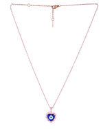 Thumbnail for VOJ Rose Gold Plated Heart Shaped Evil Eye Pendant With Chain - Dista