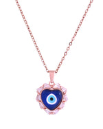 Thumbnail for VOJ Rose Gold Plated Heart Shaped Evil Eye Pendant With Chain - Dista