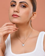 Thumbnail for VOJ Gold Plated Heart Shaped Ad Stone Studded Evil Eye Pendant With Chain - Dista