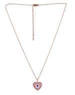 Thumbnail for VOJ Gold Plated Heart Shaped Ad Stone Studded Evil Eye Pendant With Chain - Dista