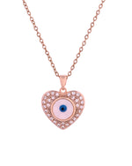 Thumbnail for VOJ Gold Plated Heart Shaped Ad Stone Studded Evil Eye Pendant With Chain - Dista