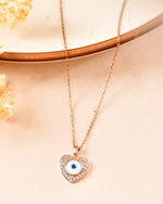 Thumbnail for VOJ Gold Plated Heart Shaped Ad Stone Studded Evil Eye Pendant With Chain - Dista