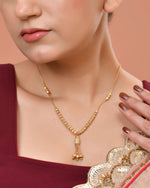 Thumbnail for VOJ Gold Plated Stone Studded Cylindrical Shaped Chain For Women - Dista