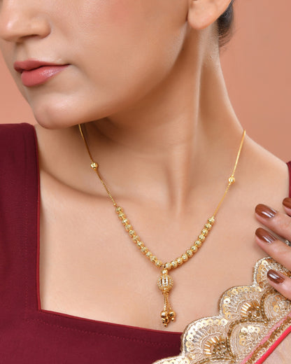 VOJ Gold Plated Stone Studded Circular Shaped Chain For Women - Dista