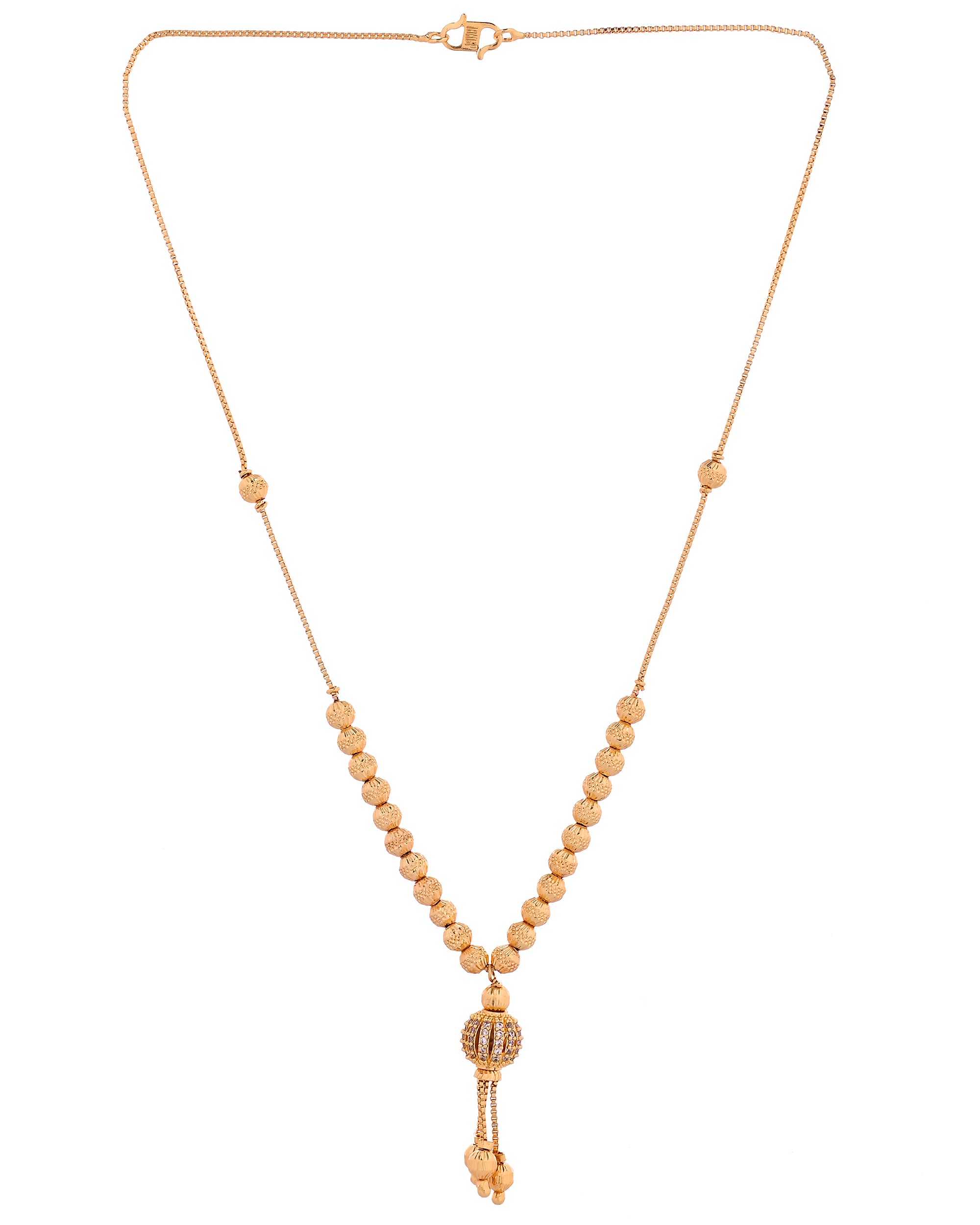 VOJ Gold Plated Stone Studded Circular Shaped Chain For Women - Dista
