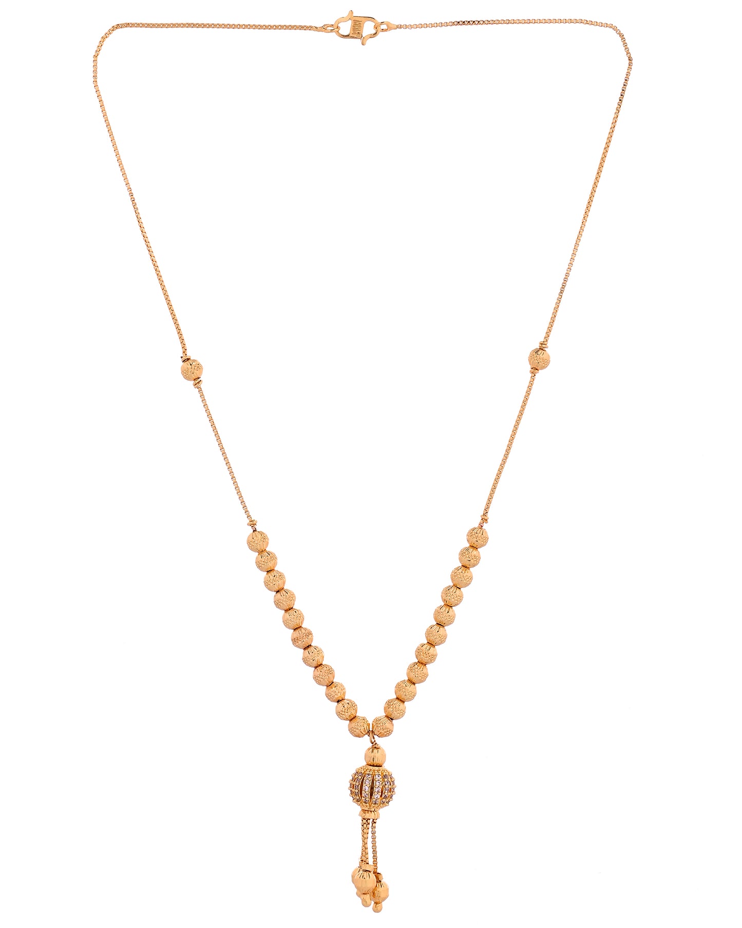 VOJ Gold Plated Stone Studded Circular Shaped Chain For Women - Dista