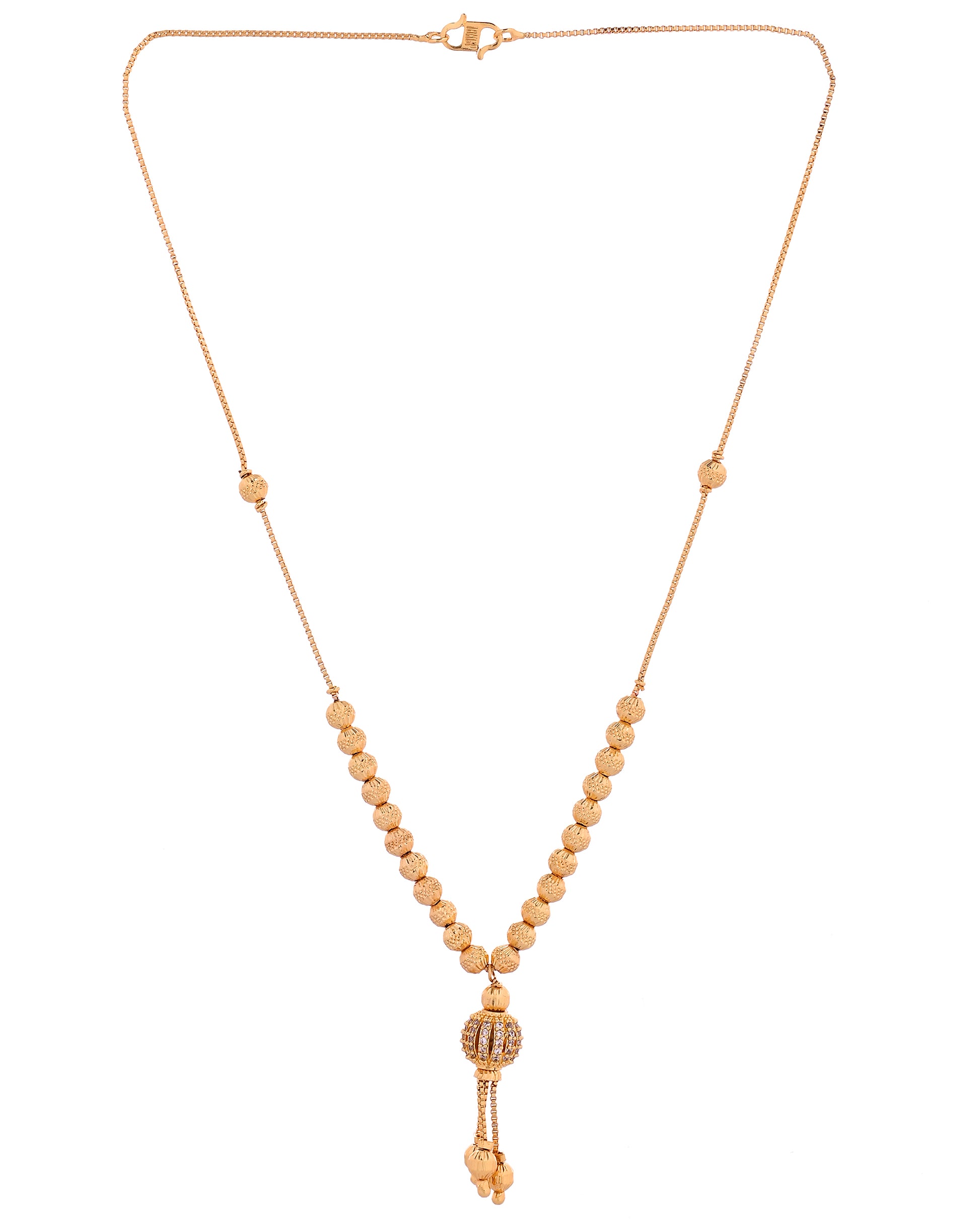 VOJ Gold Plated Stone Studded Circular Shaped Chain For Women - Dista
