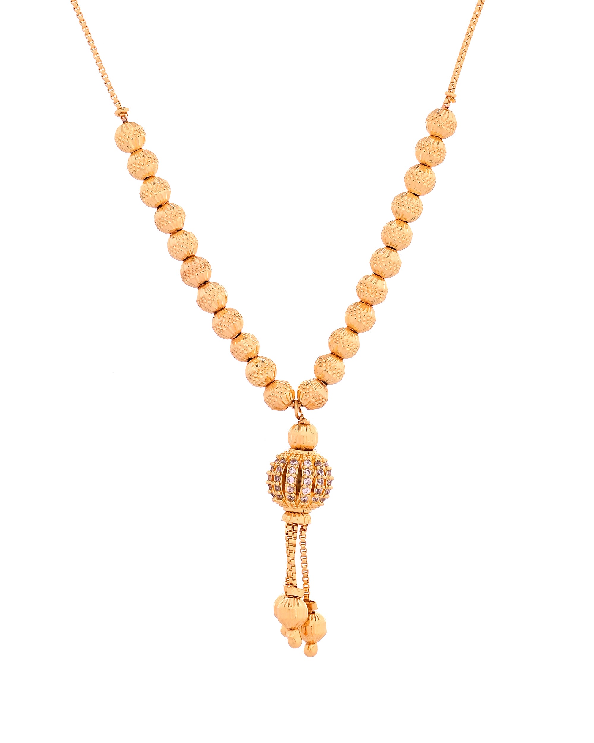 VOJ Gold Plated Stone Studded Circular Shaped Chain For Women - Dista