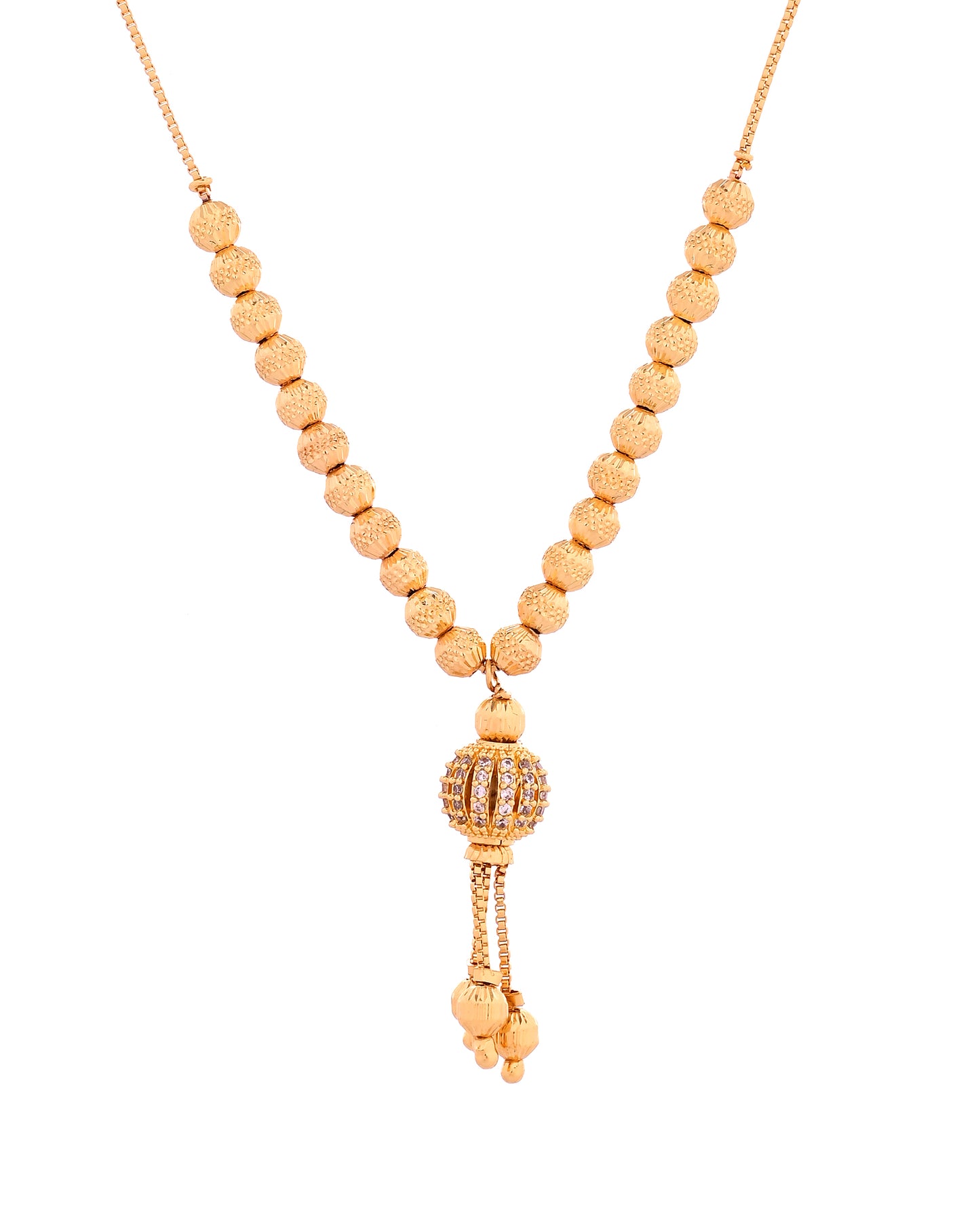 VOJ Gold Plated Stone Studded Circular Shaped Chain For Women - Dista