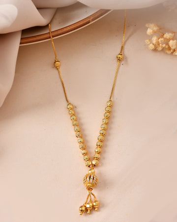 VOJ Gold Plated Stone Studded Circular Shaped Chain For Women - Dista