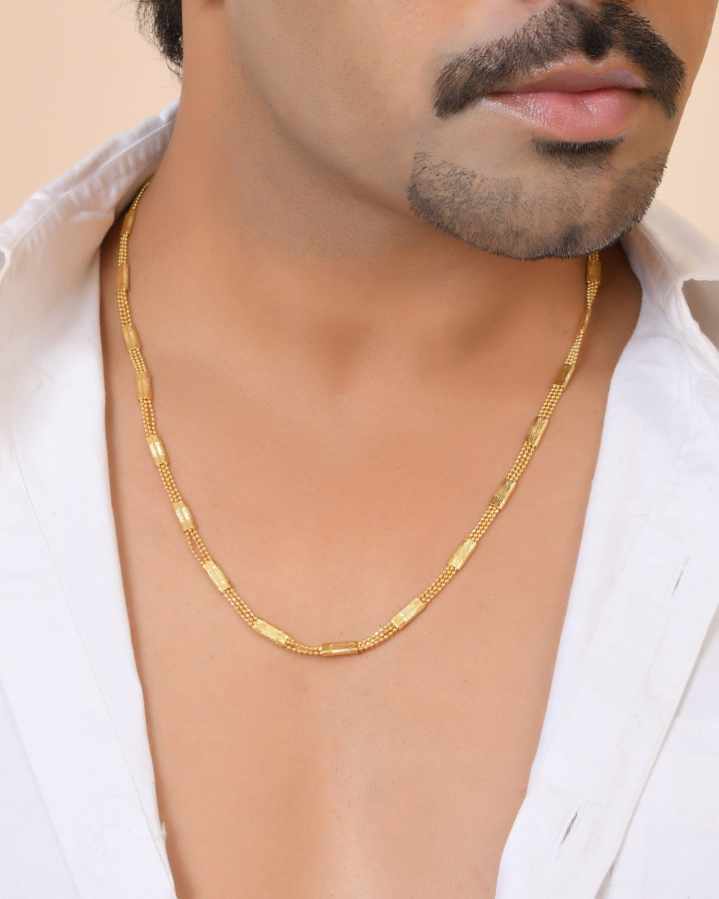 VOJ Gold Plated Rectangular With Multi Layer Chain For Men - Dista