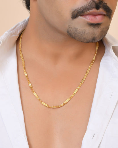 VOJ Gold Plated Rectangular With Multi Layer Chain For Men - Dista