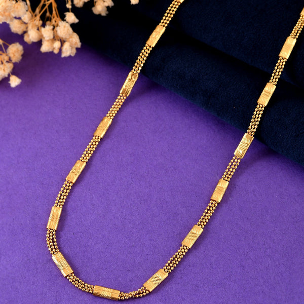 VOJ Gold Plated Rectangular With Multi Layer Chain For Men
