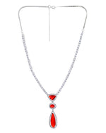 Thumbnail for VOJ Silver-Plated Ad & Ruby Red Cubic Zirconia Studded Jewellery Set - Dista