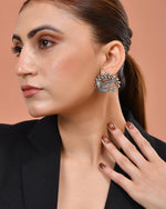 Thumbnail for VOJ Silver Plated Bird Designed Oxidized Studs Earrings