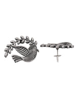 Thumbnail for VOJ Silver Plated Bird Designed Oxidized Studs Earrings